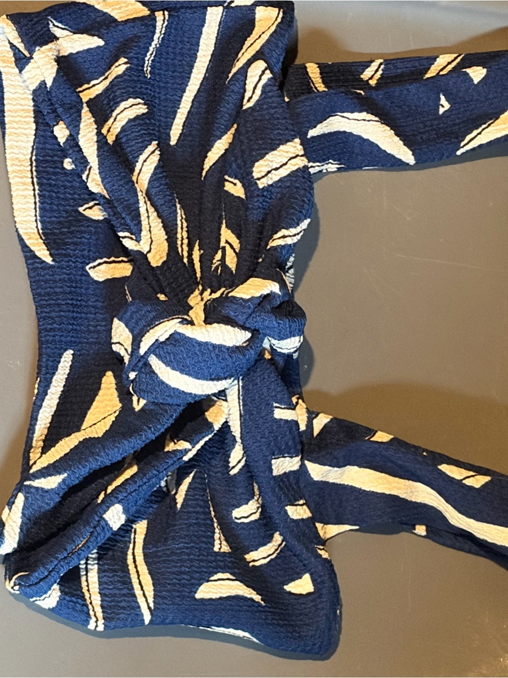 Women's Navy and Cream Patterned Top